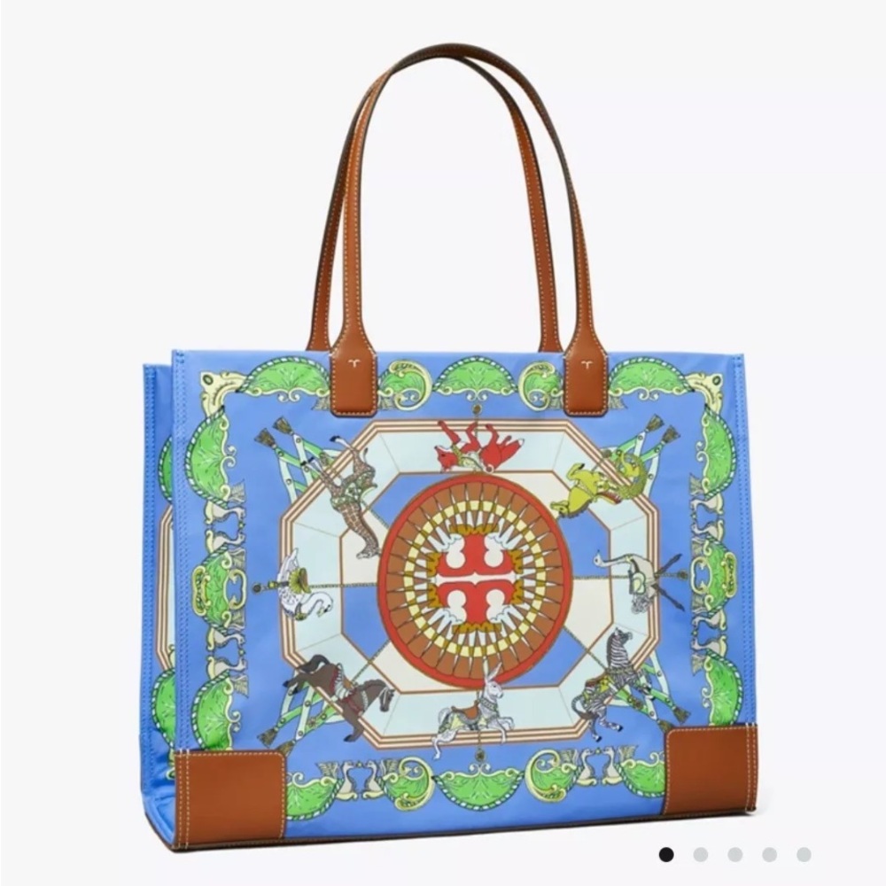 Tory Burch Blue Carousel Tote Pristine Condition